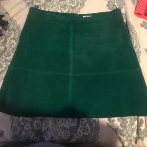 Manoukian Emerald Green Suede Leather Skirt 10